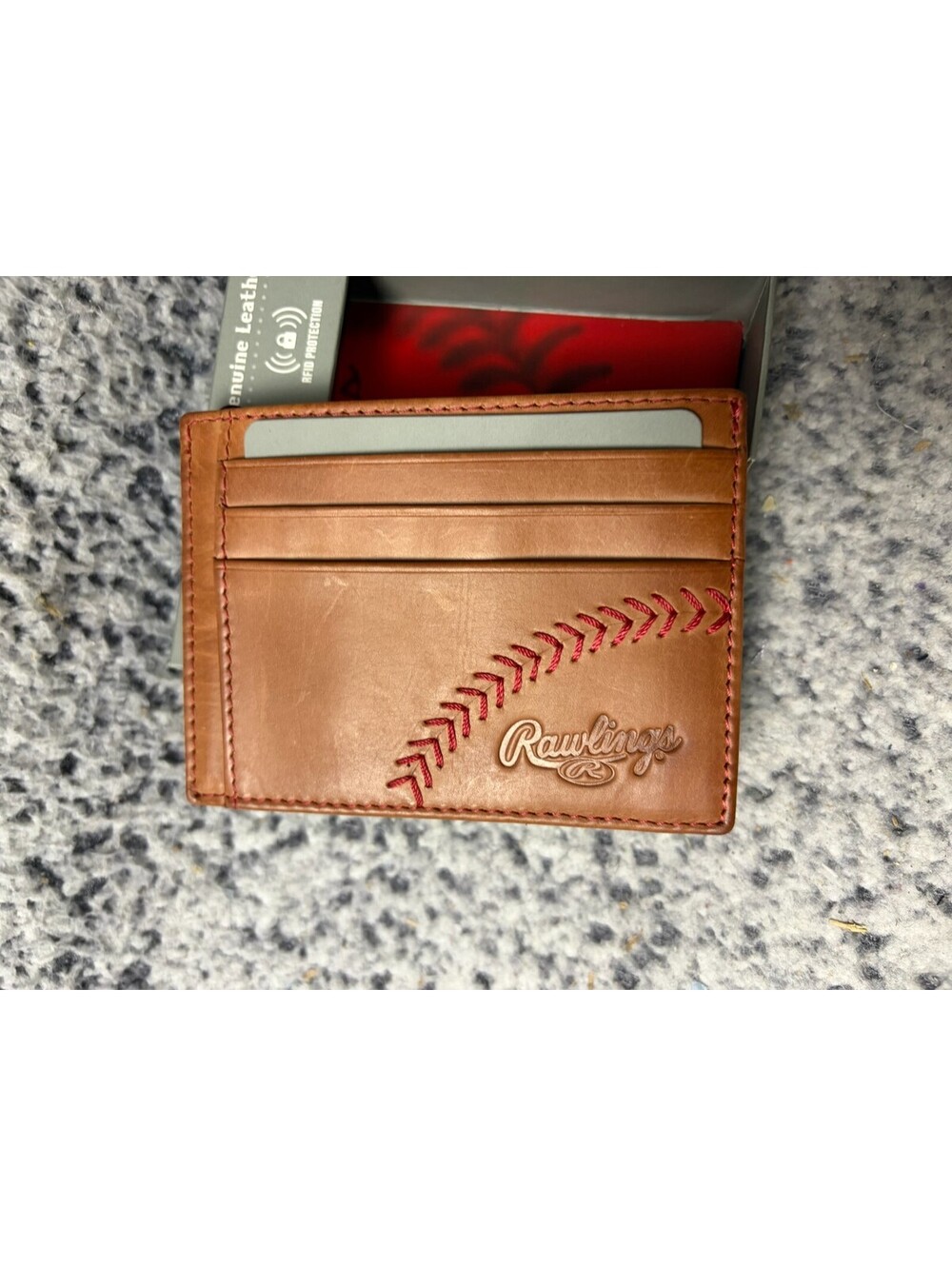Rawlings Double Play Leather Front Pocket ID Wallet Tan RFID DPW32-260 NWT